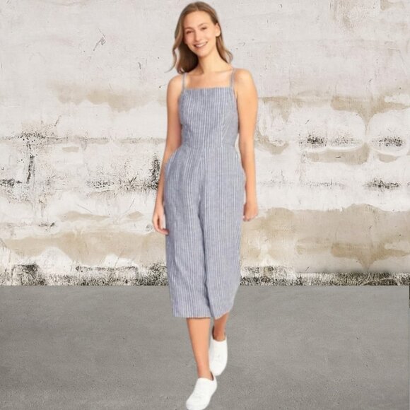 Old Navy Blue and White Striped Jumpsuit Size 2X - Picture 1 of 6